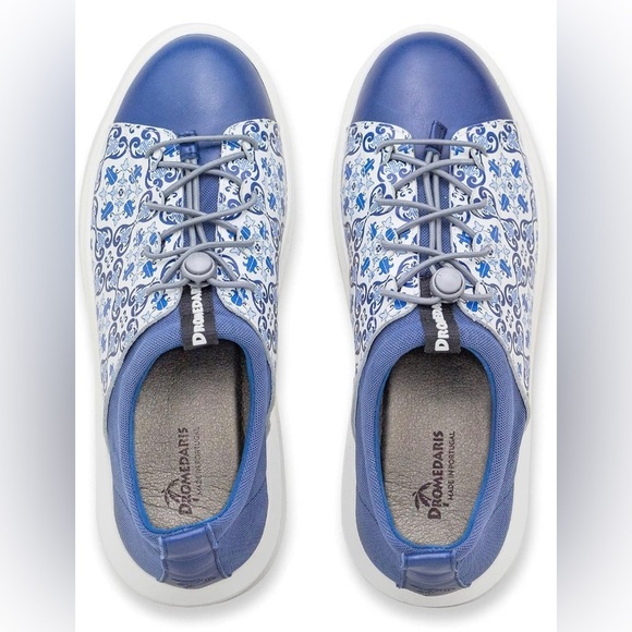 Dromedaris Portugal oyster bay Leather and fabric blue print sneaker tile - Picture 3 of 4